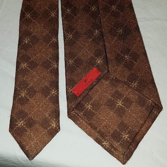 ISAIA Napoli 7 fold Tie - Brown / Orange - Picture 4 of 4